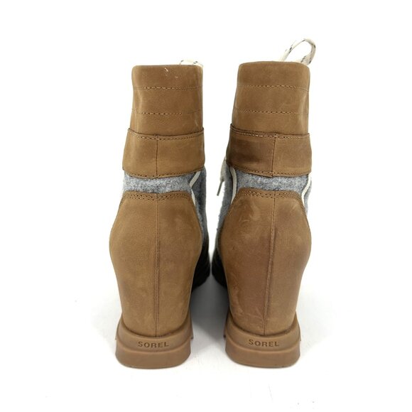 Sorel Joan Of Arctic Lexie III Hidden Wedge Boot Waterproof Leather Tan Grey 10 - Picture 3 of 8
